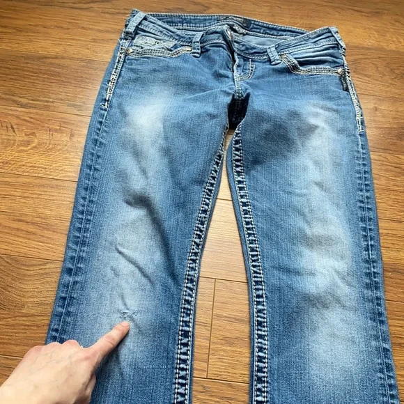 Silver jeans size 29 w 33 length low rise Tuesday baby boot - Picture 6 of 14